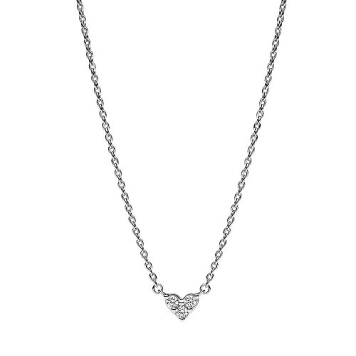 Pandora Kettingen – Heart sterling silver necklace withcubic zirconia in silver