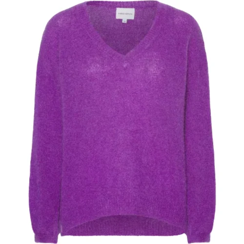 American Dreams Silja v neck knit deep purple –