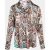 Mucho Gusto Zijden blouse blouse livorno beige met slangenprint en kleurrijke broches