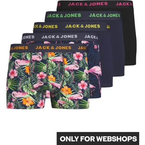 Jack & Jones Plus size heren boxershorts trunks jacpink flamingoprint 5-pack