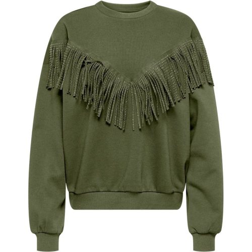 Only Onlfrey ls o-neck fringe swt army