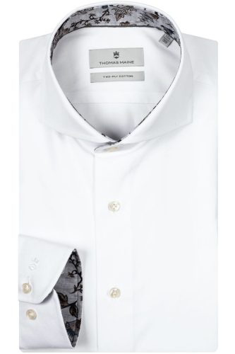 Thomas Maine Tailored Fit Overhemd wit, Effen