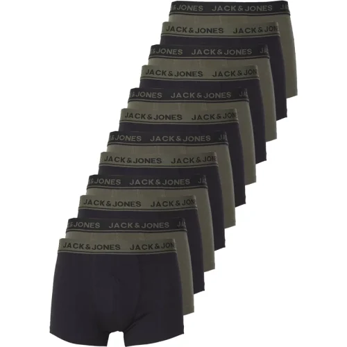 Jack & Jones Heren boxershorts trunks jacsolid 12-pack groen/zwart