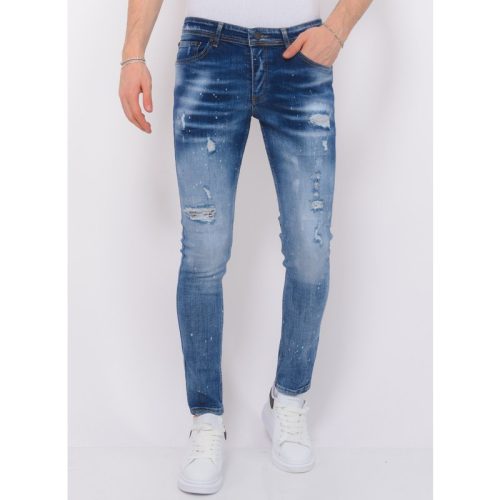 Local Fanatic Paint splatter stonewashed jeans mens slim fit