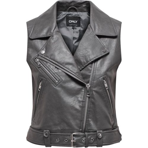 Only Onlvera faux leather waistcoat otw antraciet