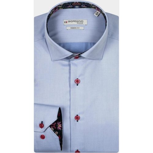 Giordano Casual hemd lange mouw Blauw Maggiore, LS Semi Cutaway Fin 427885/62