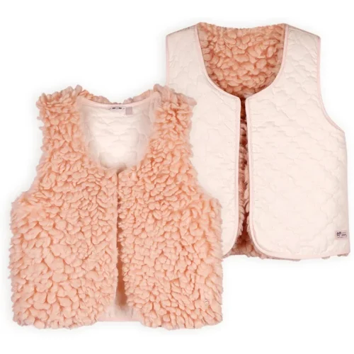 NoNo Meisjes reversibel gilet fluffy fur katya pale blush