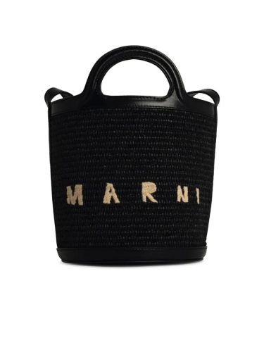 Marni Totes & shoppers – Tropicalia’ Black Straw Blend Bag in zwart