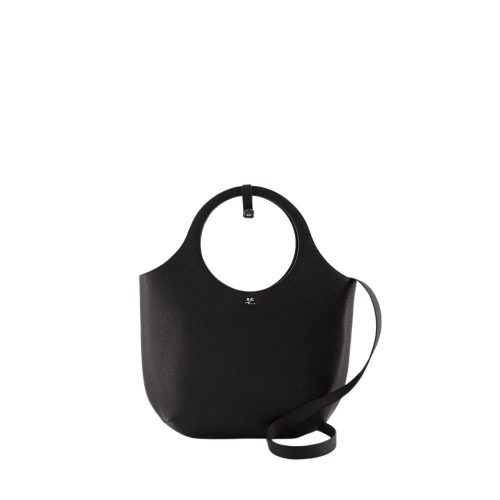 Courrèges Shoppers – Medium Holy Shoulder Bag – Leather – Black in zwart