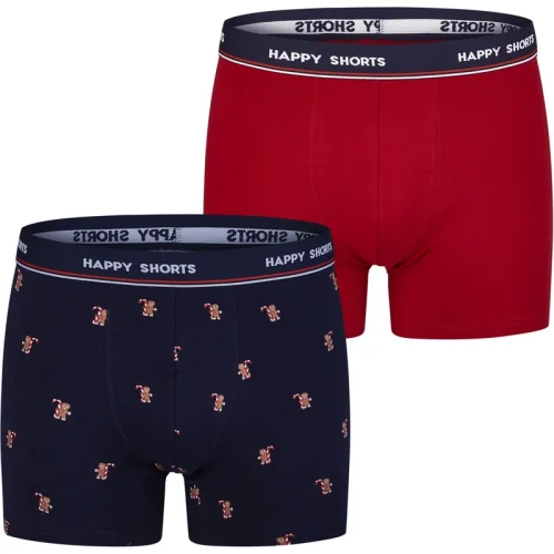 Happy Shorts Heren boxershorts kerst print 2-pack gingerbread