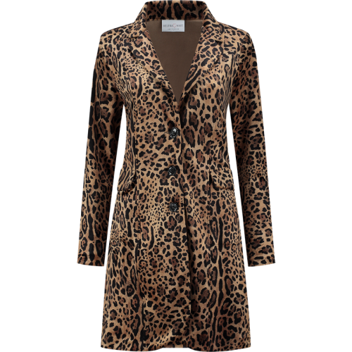 Helena Hart Blazer velours lang print benga 7489ben camel