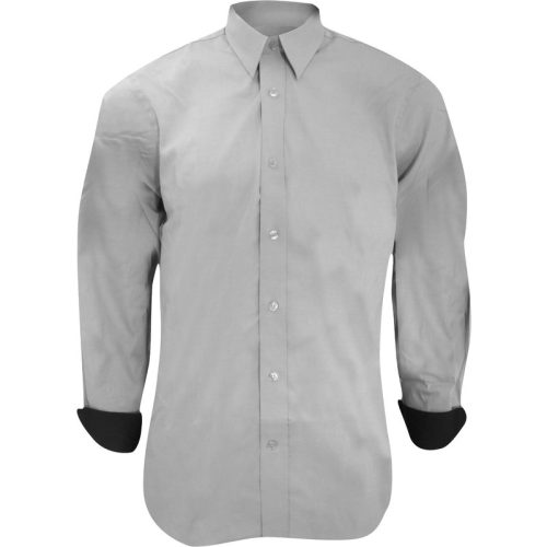 Kustom Kit Heren lange mouw contrast premium oxford shirt