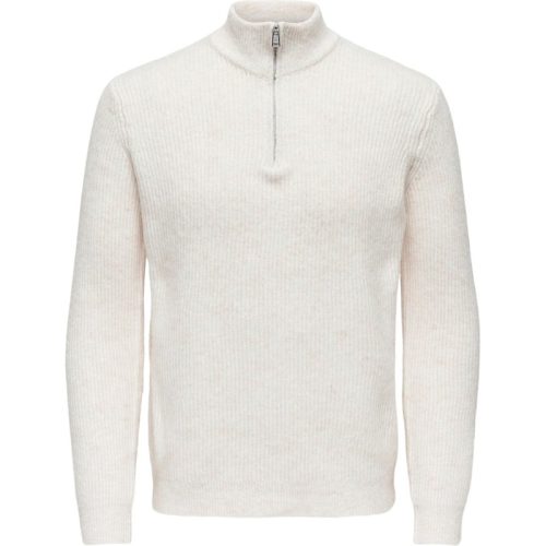 Only & Sons onstegan reg 5 wool half zip knit b 22027686 cloud dancer