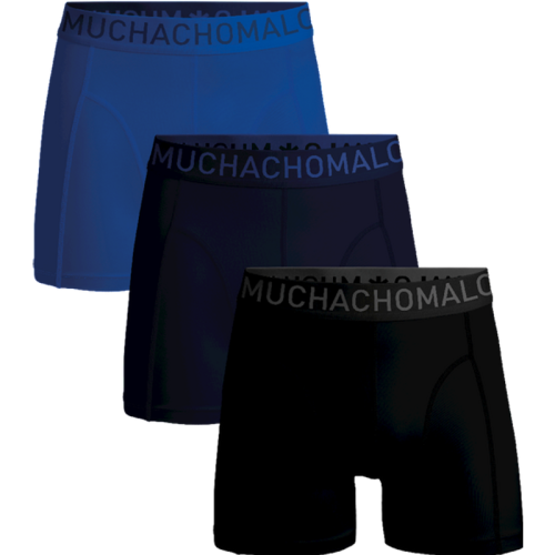 Muchachomalo Boxershort solid microfiber blauw zwart 3 pack