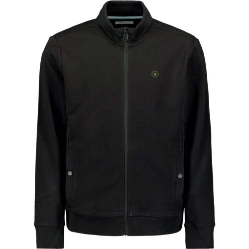 No Excess Sweater full zipper twill jacquard black