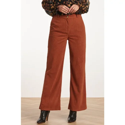 Smashed Lemon 23724-775 corduroy broek in bruin van 100% polyester