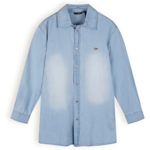 NoBell Meiden oversized blouse denim sea