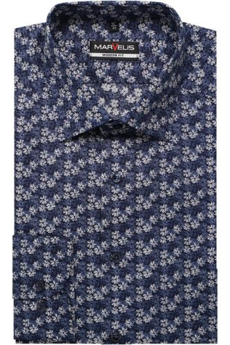 Marvelis Modern Fit Overhemd marine, Bloemen