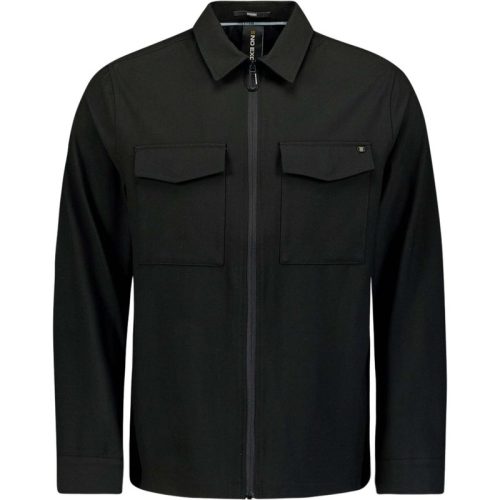 No Excess Overshirt zip closure stretch black