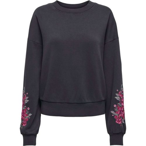 Only Onlcallie l/s o-neck embroidery swt black/bouquet