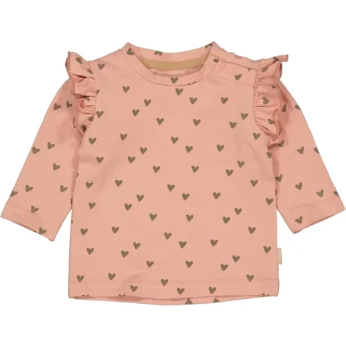 Quapi Newborn baby meisjes shirt cecile aop brown soft hearts