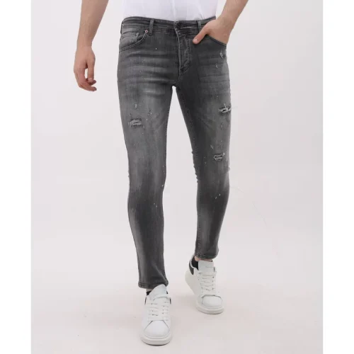 Mario Morato Stonewashed slim fit jeans met scheuren mm