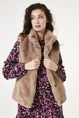 Garcia faux fur gilet bruin