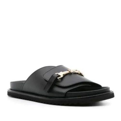 Doucal’s Sandalen – Logo-Buckle Leather Slides in zwart