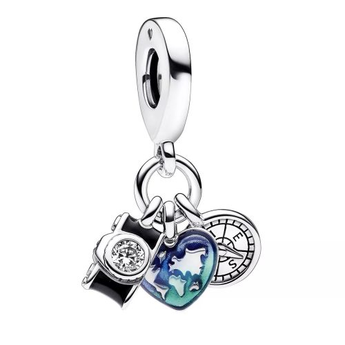 Pandora Charms – Camera, Heart & Compass Triple Dangle Charm in multi