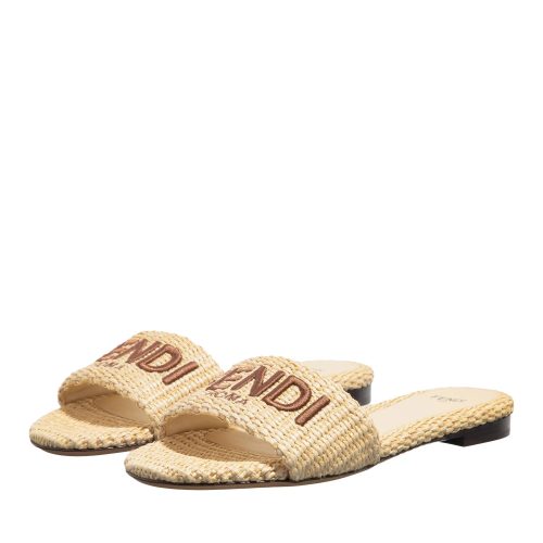 Fendi Slippers & Mules – Raffia Signature Slipper in beige