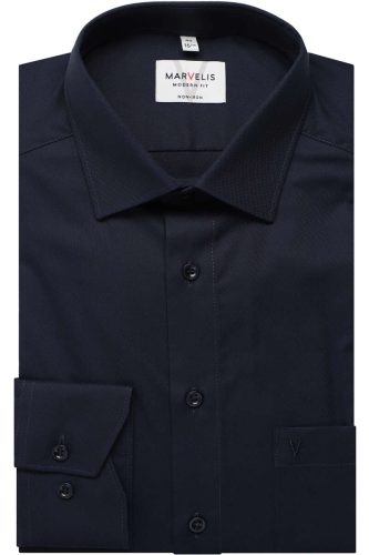 Marvelis Modern Fit Overhemd marine, Faux-uni