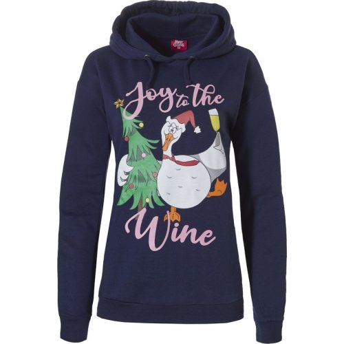 Apollo Dames kersttrui met capuchon joy the wine hoodie kerst print