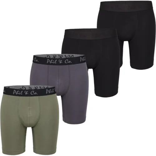 Phil & Co Boxershorts heren met lange pijpen boxer briefs 4-pack groen / zwart