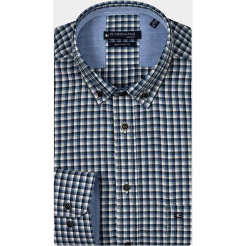 Giordano Casual hemd lange mouw Blauw Ivy, LS Button Down Colourful 427300/60