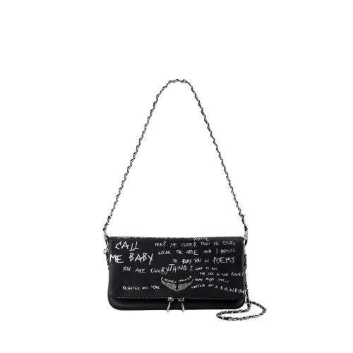 Zadig & Voltaire Hobo bags – Rock Graffiti Crossbody – Calfskin – Black in zwart