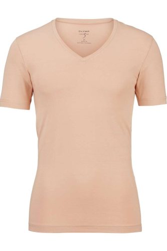 OLYMP Level Five Body Fit T-Shirt V-hals caramel, Effen