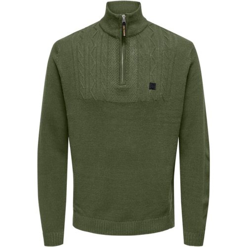 Only & Sons Onsrhett reg 7 half zip knit cs olijf