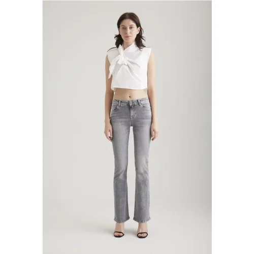 Cup of Joe Laura dames flare jeans grey vintage