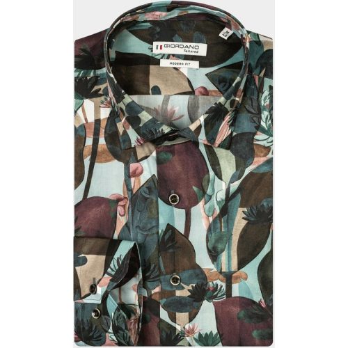 Giordano Casual hemd lange mouw Groen Maggiore, LS Semi Cutaway Co 427810/70