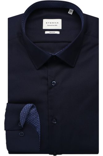 ETERNA Slim Fit Overhemd blauw, Effen