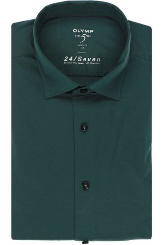 OLYMP Level Five Body Fit Jersey shirt donkergroen, Effen