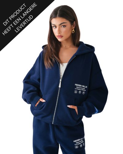 Hidden Hills Label Zip Hoodie Navy Pre Order