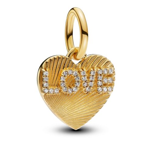 Pandora Charms – Gravierbarer Love-Herz Charm-Anhänger in gold