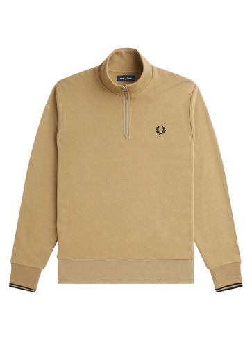 Fred Perry Half Zip Sweatshirt M3574 Sweater U88 Warm Stone / Black