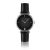 Lederen horloge voor vrouwen Amelia Parker Night Shore Black