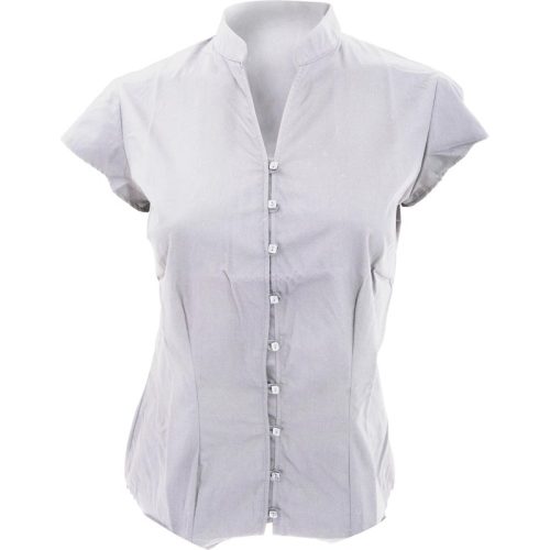 Kustom Kit Dames continentale blouse mandarin collar cap sleeve