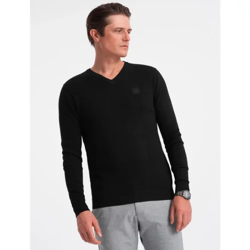 Ombre Heren v-hals sweater ribgebreide boorden – bs-0107zw