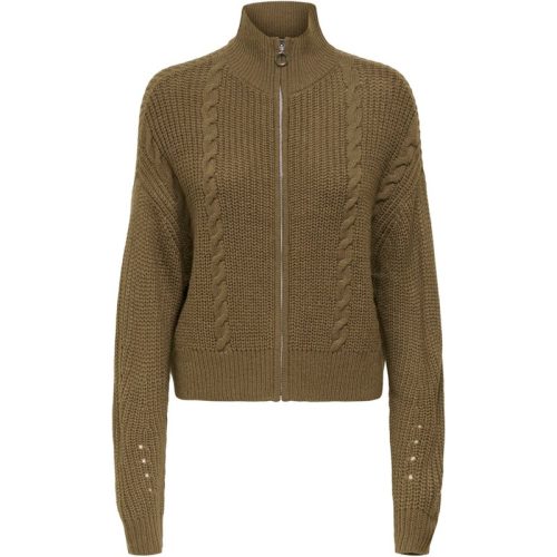 Jacqueline de Yong Jdyjusty ice ls short zip cardigan taupe