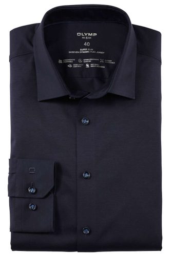 OLYMP No. Six 24/Seven Super Slim Jersey shirt marine, Effen