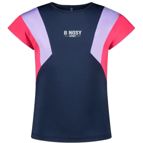 B.Nosy Meisjes t-shirt gekleurde mouwen b.active sporty navy